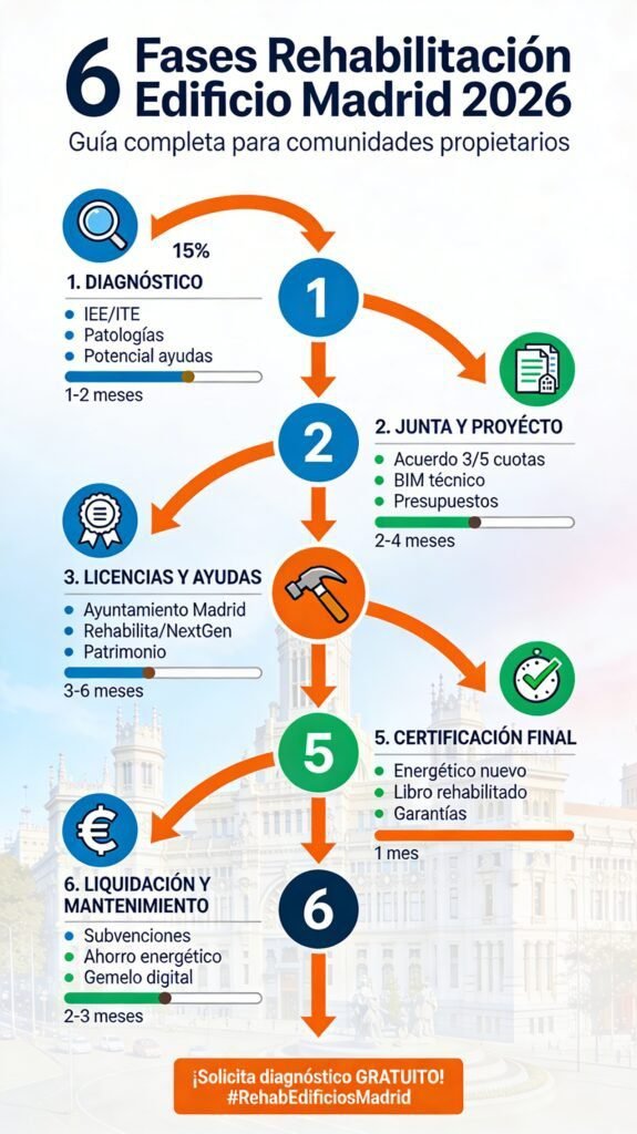Rehabilitación Edificios Madrid 2026: Trámites, Precios, Ayudas Paso a Paso 1 Rehabilitación Edificios Madrid 2026