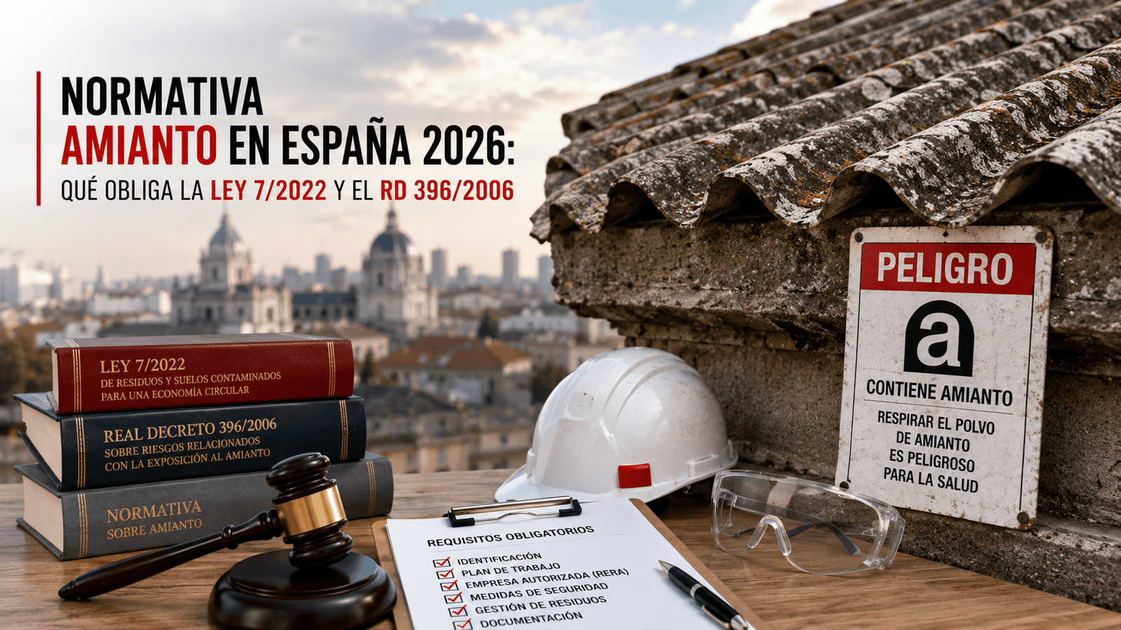 Normativa amianto en España 2026: qué obliga la Ley 7/2022 y el RD 396/2006