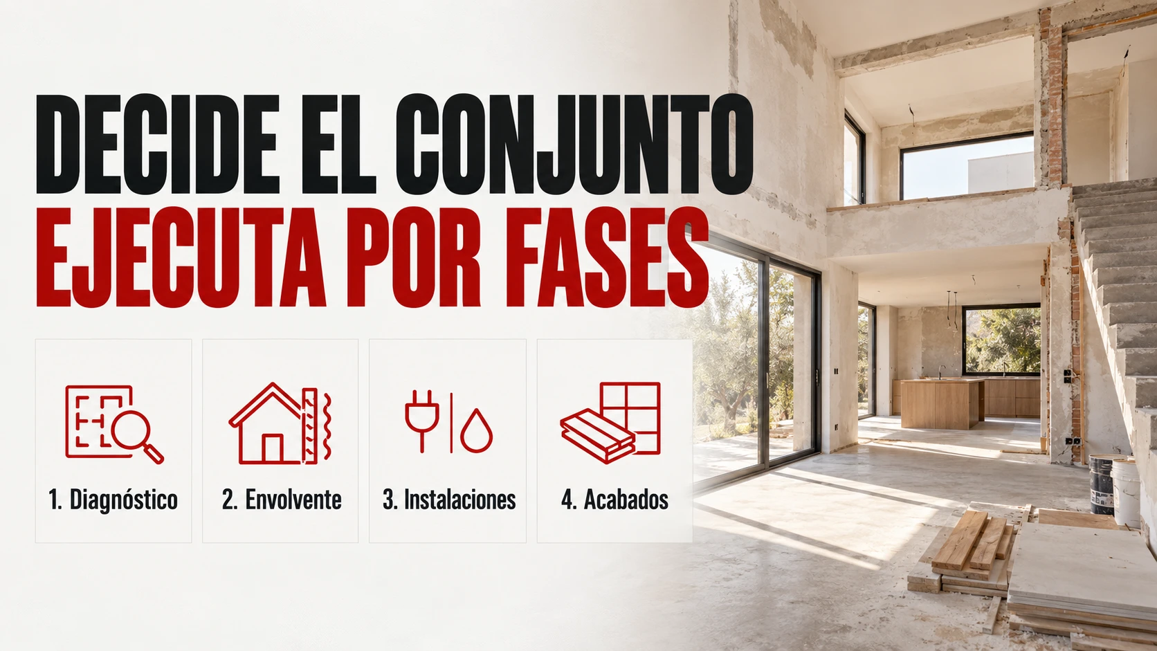 Reformar un chalet por fases: qué hacer primero y qué conviene coordinar 1 Reformar un chalet por fases: diagnóstico, envolvente, instalaciones y acabados