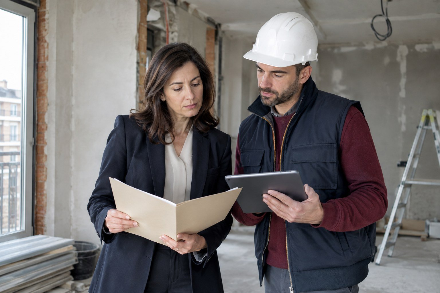 REA en la Comunidad de Madrid: cómo verificar una empresa antes de contratar una obra 1 REA en la Comunidad de Madrid: técnico revisa la documentación de una empresa de construcción